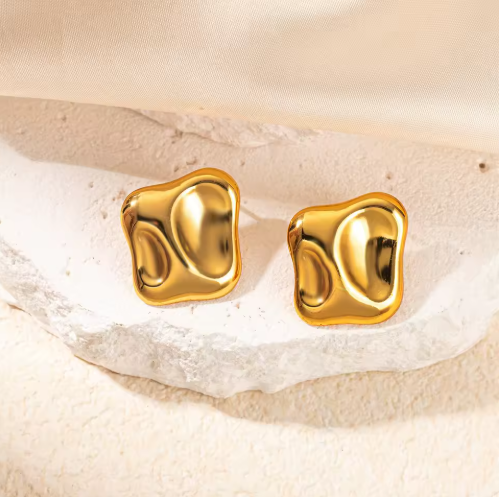 Gold-Plated Stainless Steel Studs Earrings