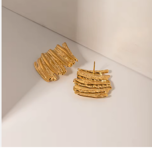 Gold Sculptural Statement Earrings