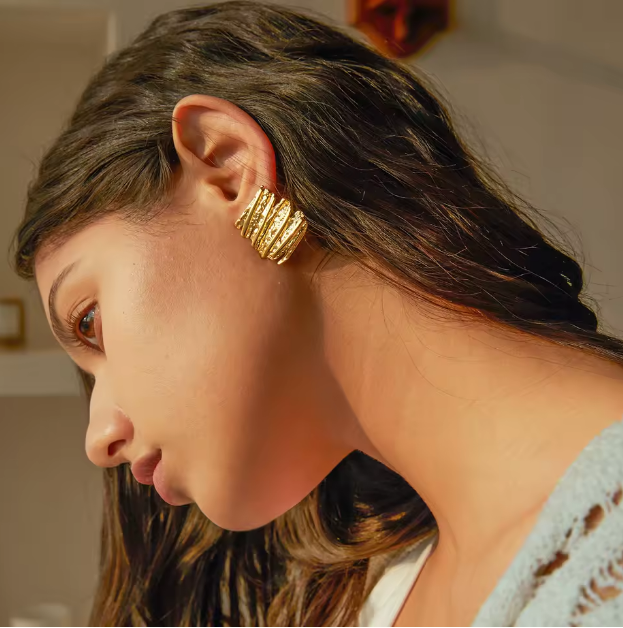 Gold Sculptural Statement Earrings