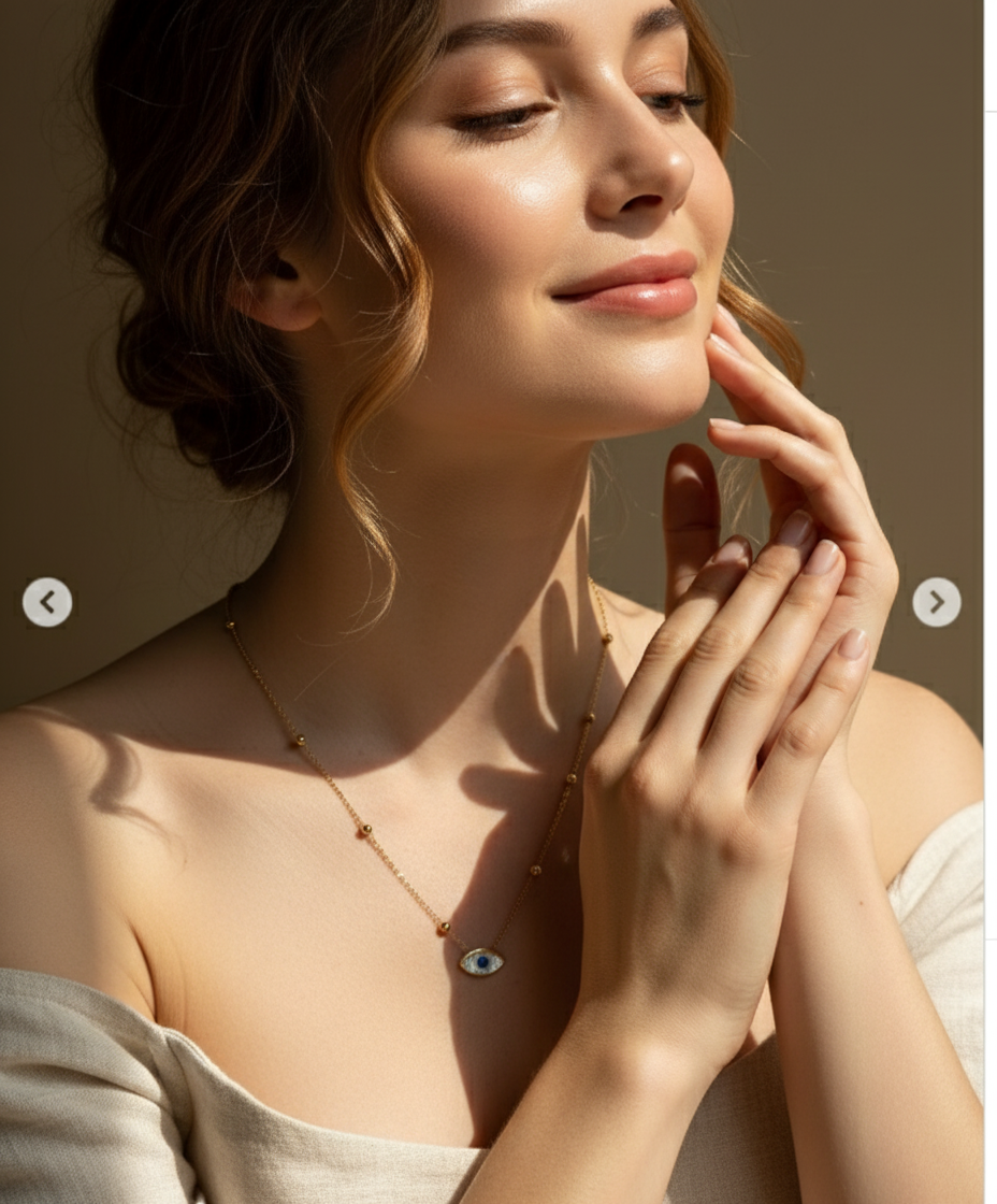 Gold-Plated Evil Eye Necklace – Minimal, Elegant & Protective