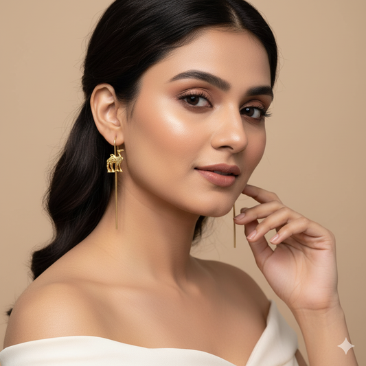 Golden Desert Charm Earrings – Camel Design
