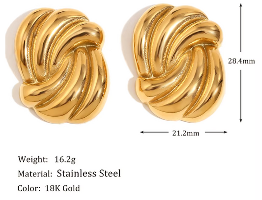 Intertwined Gold layered Stud Earrings
