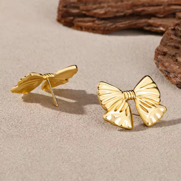 Chic Gold Bow Stud Earrings