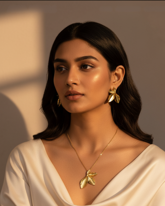 Golden Leaf Elegance Jewelry Set