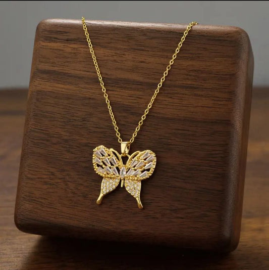 Dazzling Gold Butterfly Necklace
